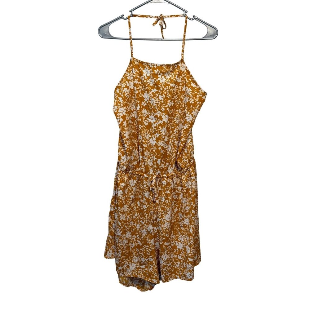Arizona Jean Co. Mustard Floral Halter Neck Romper XXL